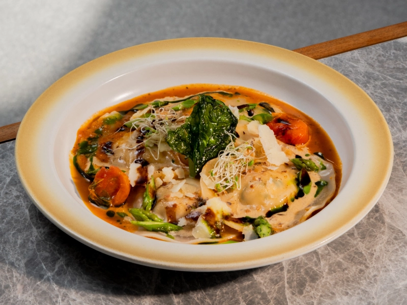 BLACK GARLIC SHRIMP RAVIOLI